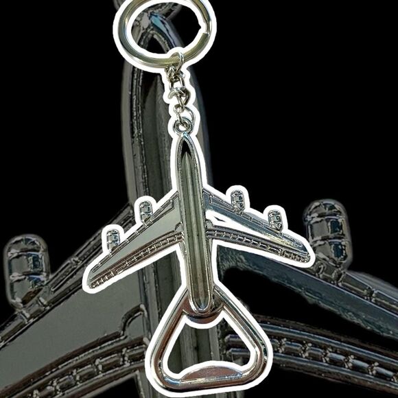 Travel Themed Keychain Bottle Opener - Retro Airplane Design - Picture 5 of 5
